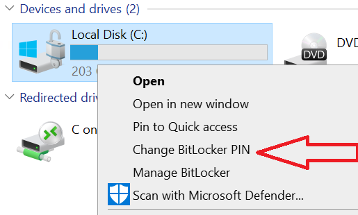 Change the Bitlocker PIN
